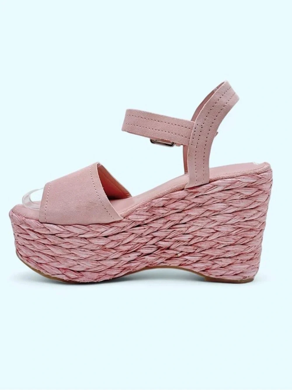 Marc Fisher LTD Pink Blush Nelly Burian Suede Espadrille Platform Wedges Size 9